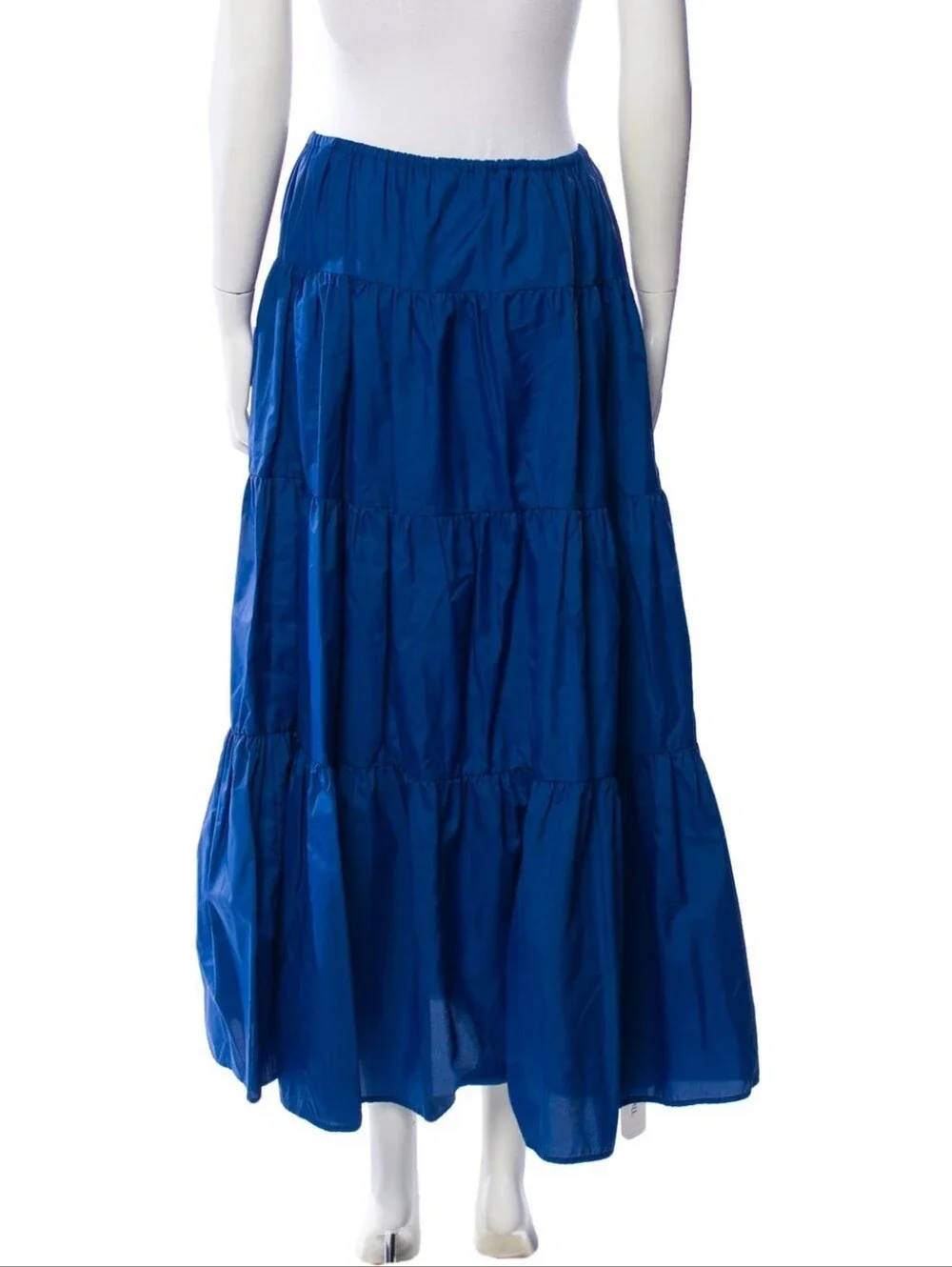 STAUD Lucca Tiered Maxi Skirt in Cobalt Blue M, Women's Casual Summer Size XS